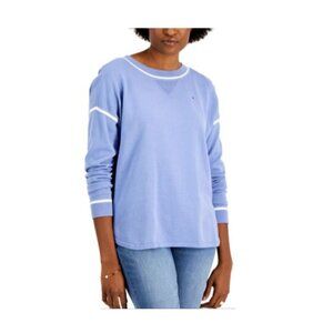 Tommy Hilfiger Womens Lightweight Pullover Sweater Medium Blue‎ Round Hem